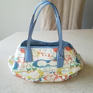 Coach signature optic print framed handbag